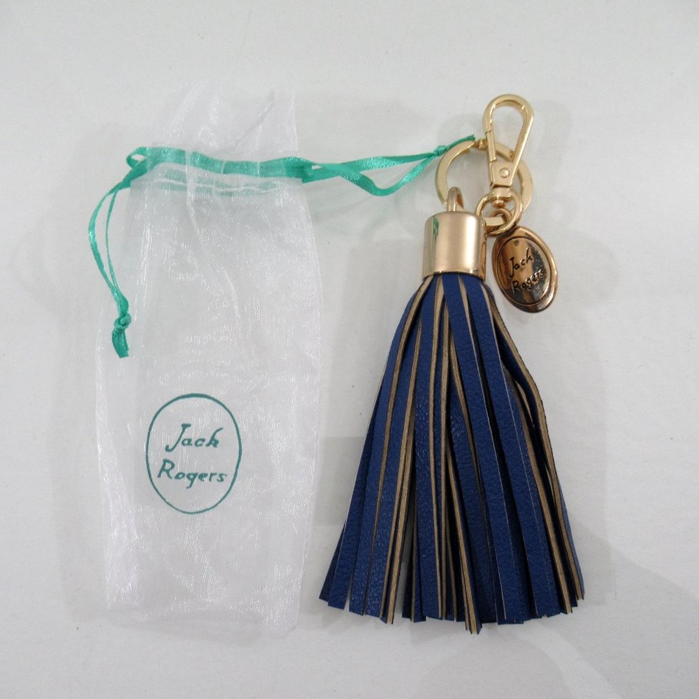 Jack Rogers Tassel Key Fob Key Chain Bag Purse Tassel Charm Blue